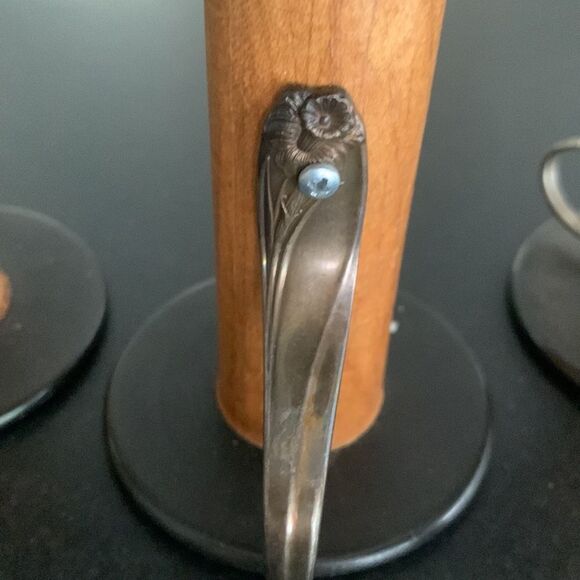 Set of 5 Vintage Wood Spool Candleholders – 1930s Blue Bird Silk Co. Repurposed - Picture 10 of 12